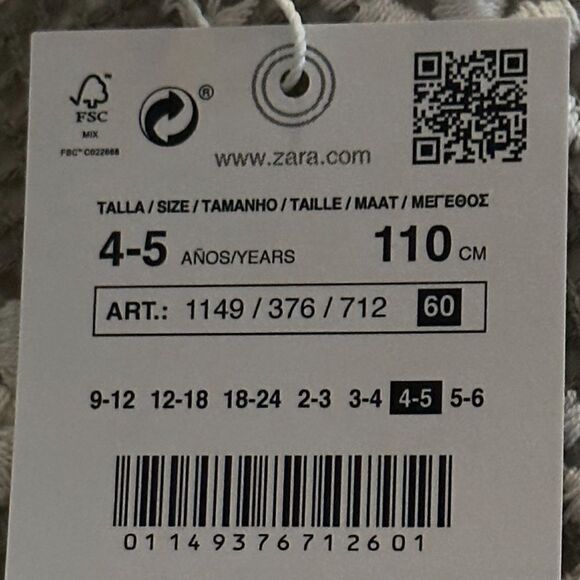 ZARA Kids | Ecru | FLORAL EMBROIDERED DRESS - Picture 4 of 4